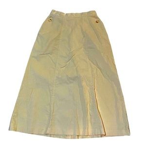 Vintage PowHer Pincord Yellow Long Pencil Skirt Corduroy Jrs 9/10 Made in USA